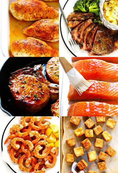 如何在烤箱中烹饪鸡肉、牛排、猪肉、鱼、虾和豆腐
