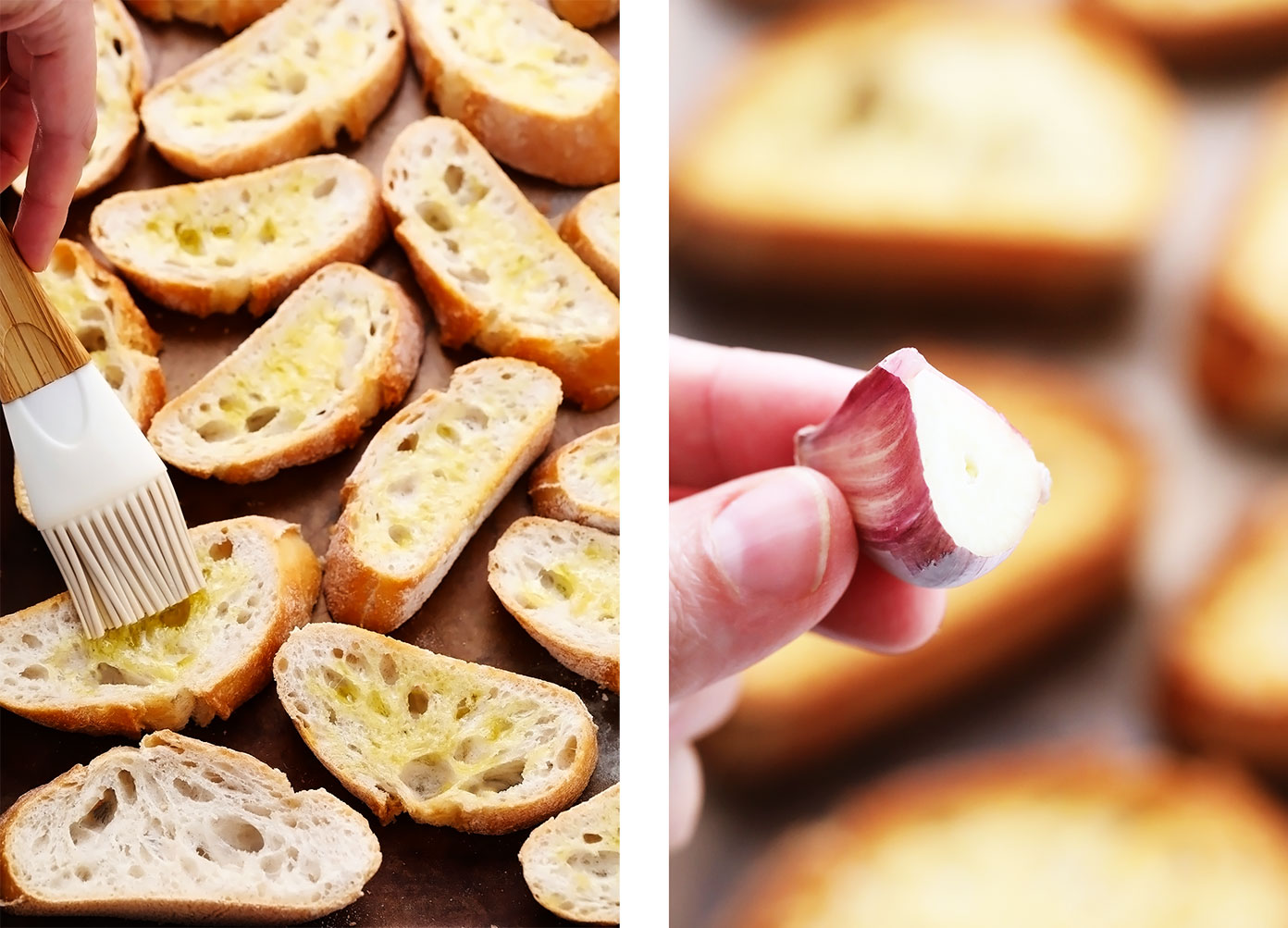如何制作意式烤面包——在吐司上刷上橄榄油和大蒜吗